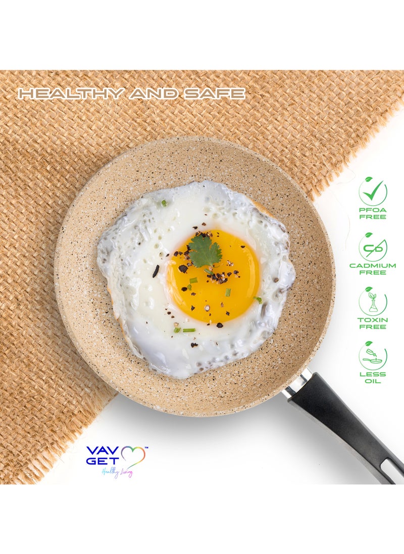 VAV طقم أواني طهي جرانيت فاخر 8 قطع. تشتمل المجموعة على: مقلاة صلصة مقاس 18 سم، وطواجن عميقة وضحلة مقاس 26 سم، ومقلاة مقاس 26 سم، ومقالي شواء بأغطية مقاس 28 سم. صنع في تركيا.  - Image 4