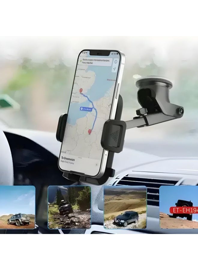 Earldom Car Phone Holder with Strong Suction Cup - 360° Rotation, Adjustable Telescopic Arm, Universal Mount for Smartphones, Model EH194 - Image 4