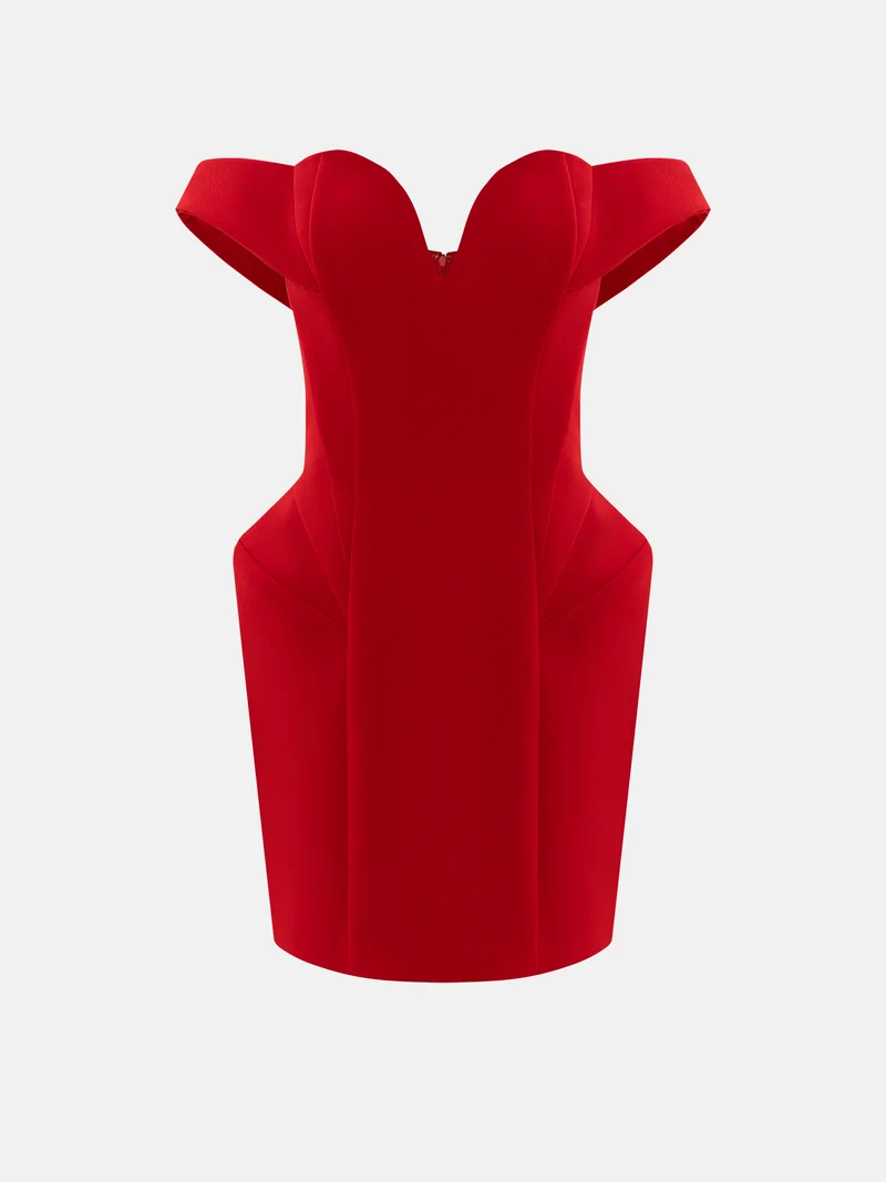 Lichi  Sophisticated mini dress with open shoulders and voluminous skirt for Women | Best Price UAE