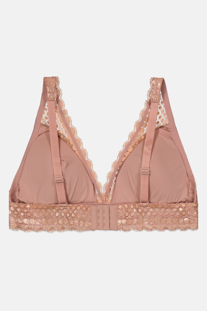 Etam Women Padded Triangle Lace Bra, Mauve - Image 2