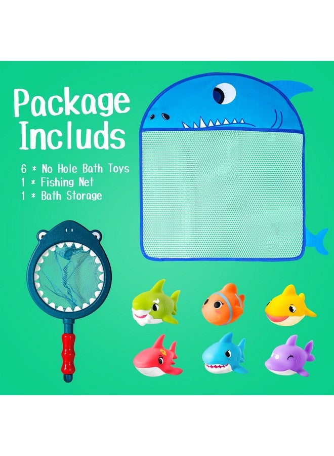 Hely Cancy No Hole Baby Bath Toys - Shark Bath Toys Set with Bath Net & Storage - Floating Toys for Water Pool Shower - Image 2