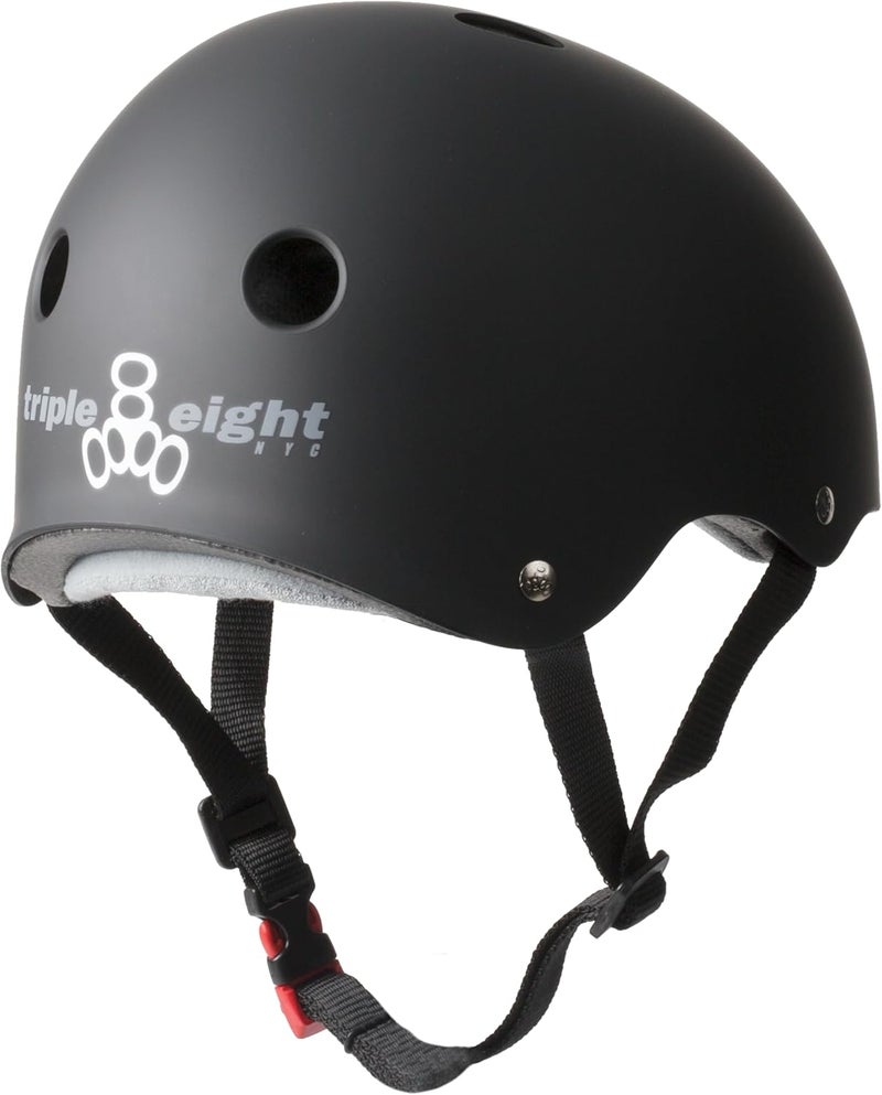 Triple Eight THE Certified Sweatsaver Helmet for Skateboarding, BMX, and Roller Skating - Black Matte - Image 2