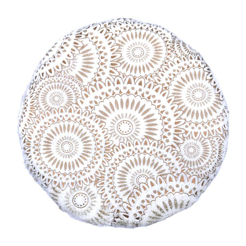 BuenoVida BuenoVida Stool for Sitting in Living Room Round Stool Sitting Stool with Storage for Dressing Room Beige Color Sun Printed Design  - Image 5