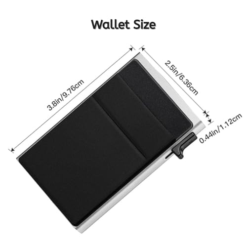 Ahamo Slim RFID Blocking Metal Card Wallet for Men Women | Silver + Black Card Holder | Pop Up Credit Card Case | Minimalist Smart Wallet (Black Card Sleeve) - Image 2