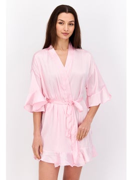 BRAVE SOUL Women Solid Satin Robes, Pink  - Image 1