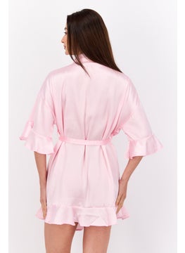 BRAVE SOUL Women Solid Satin Robes, Pink  - Image 3