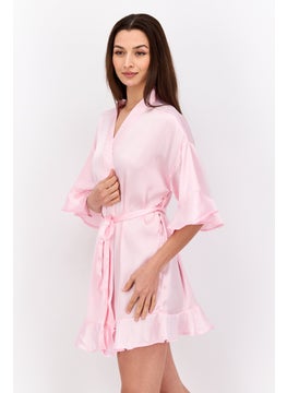 BRAVE SOUL Women Solid Satin Robes, Pink  - Image 2