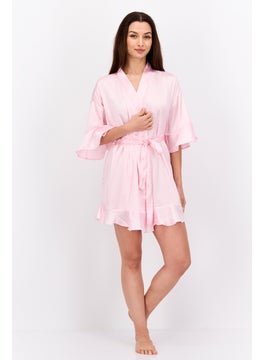 BRAVE SOUL Women Solid Satin Robes, Pink  - Image 4