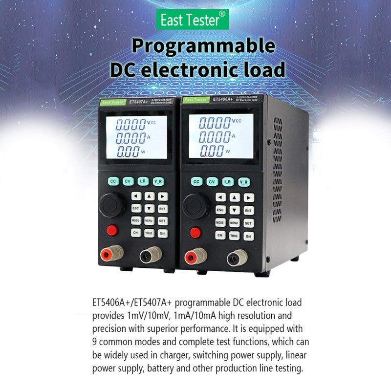 East Tester ET5407A+ 200W 0-180V 0-30A Programmable DC Electronic Load Tester 1mV/1mA Mini Battery Tester for CC/CV Test - Image 3