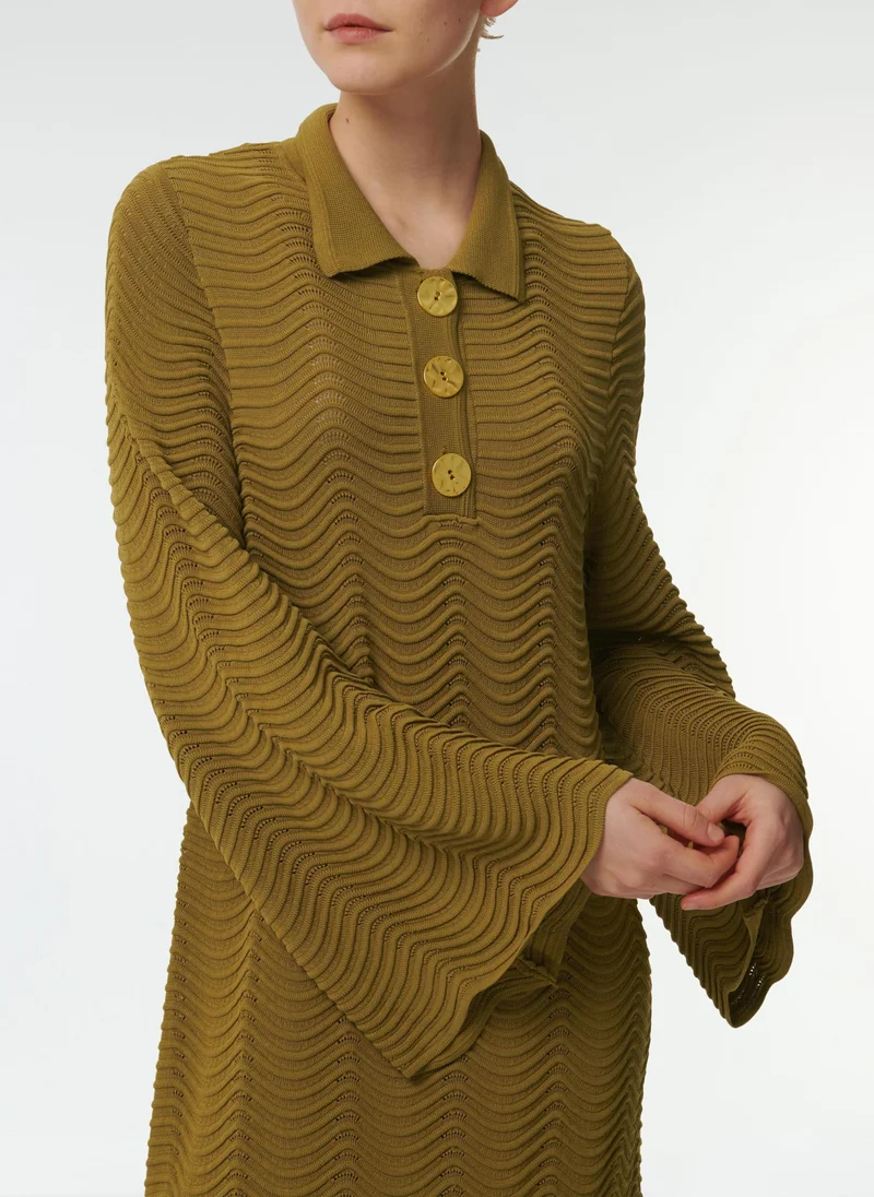leem  Textured Scallop Knit Kaftan for Women | Best Price UAE