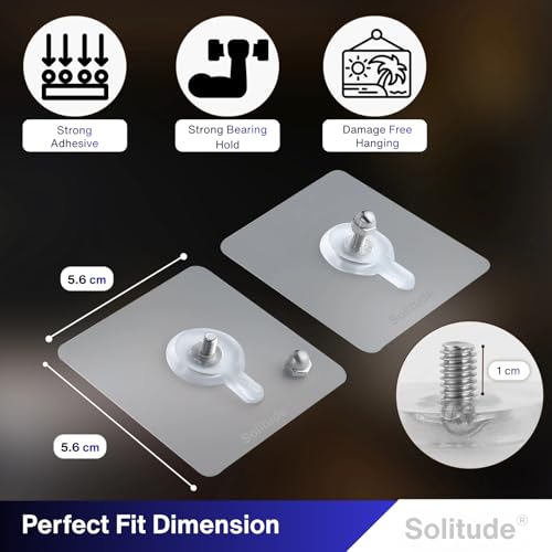 Solitude 20 Pack Heavy Duty Self-Adhesive Screw Hooks as Strong Wall Hanging Solutions Without Drilling for Kitchen and Bathroom Accessories (Screw Hook Hanger, Transparent) - Image 3