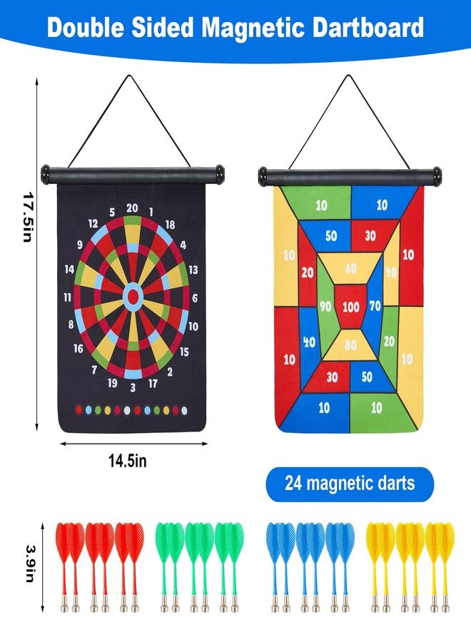 HELLO PAPAYA 17.5 in Large Size 2in1 Rollup Magnetic Darts Board with 24pcs Darts,Outdoor Safe Dart Game for Kids and Adults,for 3-12 Year Old Boys Girls Christmas Birthday Gifts - Image 2