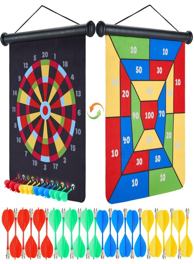 HELLO PAPAYA 17.5 in Large Size 2in1 Rollup Magnetic Darts Board with 24pcs Darts,Outdoor Safe Dart Game for Kids and Adults,for 3-12 Year Old Boys Girls Christmas Birthday Gifts - Image 1