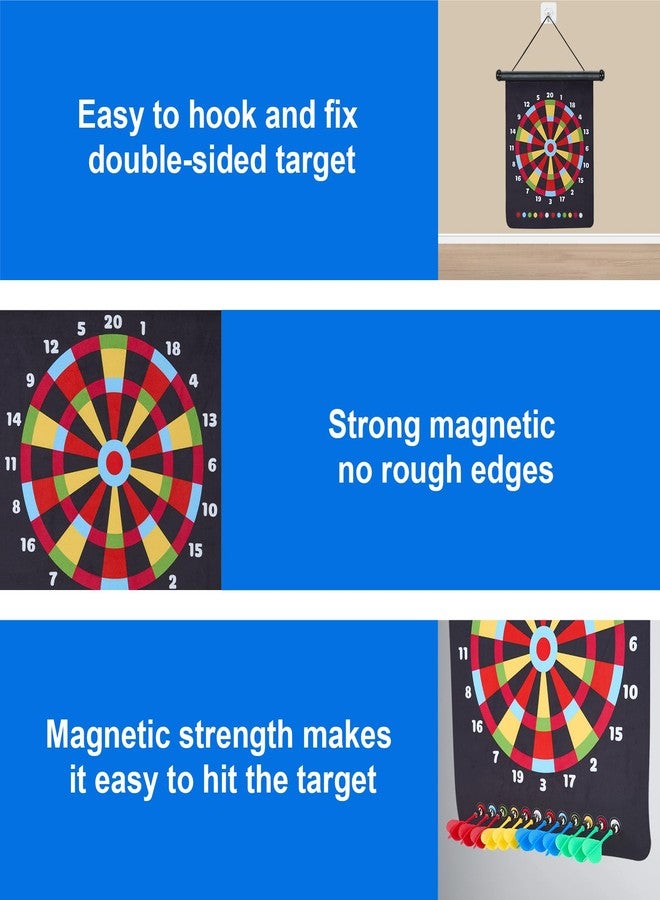 HELLO PAPAYA 17.5 in Large Size 2in1 Rollup Magnetic Darts Board with 24pcs Darts,Outdoor Safe Dart Game for Kids and Adults,for 3-12 Year Old Boys Girls Christmas Birthday Gifts - Image 5