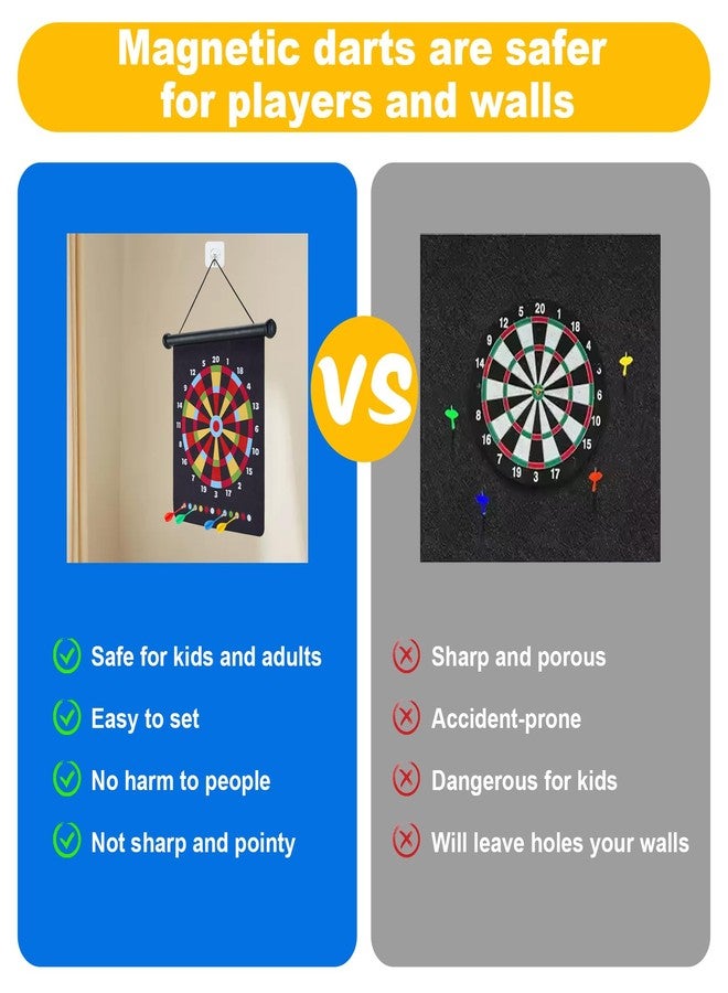 HELLO PAPAYA 17.5 in Large Size 2in1 Rollup Magnetic Darts Board with 24pcs Darts,Outdoor Safe Dart Game for Kids and Adults,for 3-12 Year Old Boys Girls Christmas Birthday Gifts - Image 3