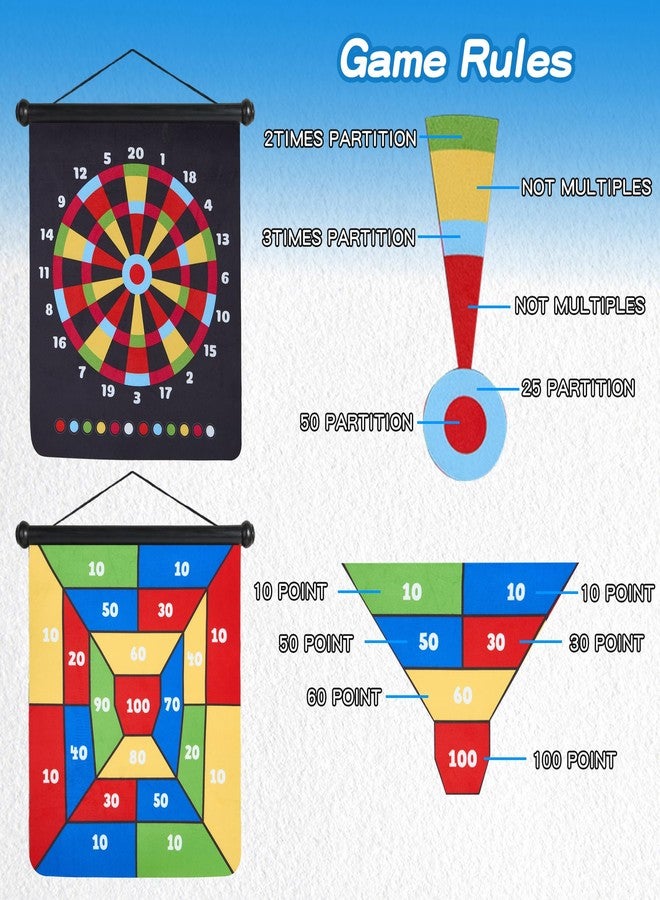 HELLO PAPAYA 17.5 in Large Size 2in1 Rollup Magnetic Darts Board with 24pcs Darts,Outdoor Safe Dart Game for Kids and Adults,for 3-12 Year Old Boys Girls Christmas Birthday Gifts - Image 4