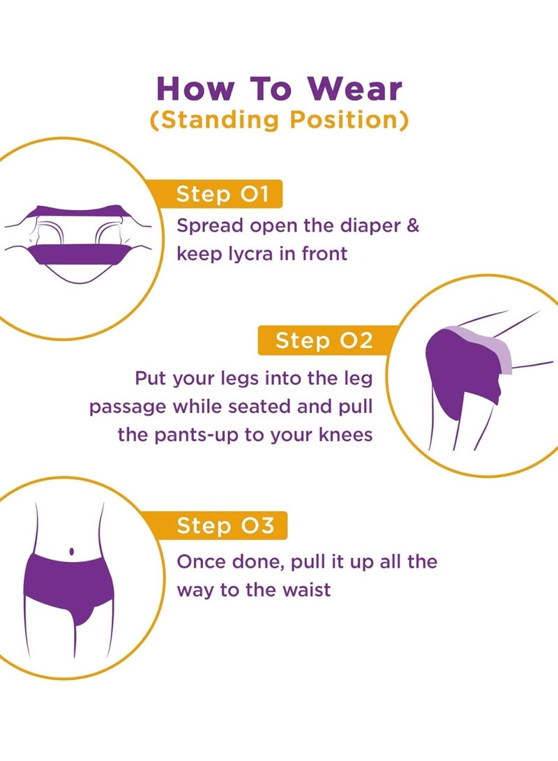 الحفاضات حفاضات Eldiapers للكبار بتصميم بنطال | مقاس الخصر (96-137 سم) (38-54 بوصة) | امتصاص يدوم 10 ساعات | للجنسين | تحكم في الرائحة (متوسط) (M) - Image 5