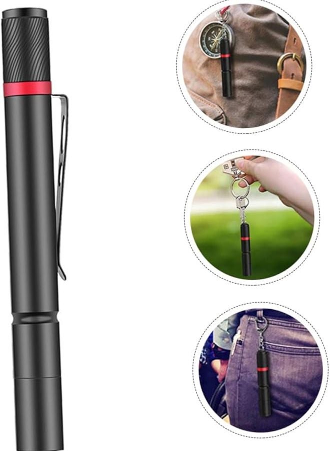 Mini LED Pen Flashlight Clip On Keychain For Hiking Camping Emergency Black - Image 3