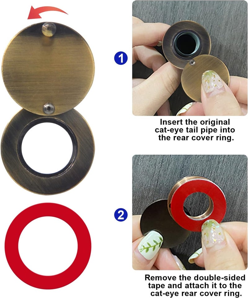 KIBBEH 1 Set Peephole Cover, Peep Hole Covers for Peep Holes for Door Viewers, Home Security Peephole Protector Us House, Family, with Matching Self-Adhesive Installation Tools, Simple and Fast(Retro Color) - Image 3