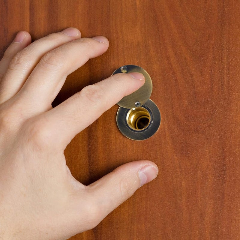 KIBBEH 1 Set Peephole Cover, Peep Hole Covers for Peep Holes for Door Viewers, Home Security Peephole Protector Us House, Family, with Matching Self-Adhesive Installation Tools, Simple and Fast(Retro Color) - Image 5