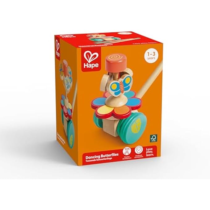 , DANCING BUTTERFLIES PUSH & PULL TOY, FOR 12 MONTHS & UP, WOODEN TOYS FOR WALKING TODDLERS, MONTESSORI TOYS FOR WALKING TODDLERS, INTERACTIVE WOODEN ANIMAL TOY - Image 4