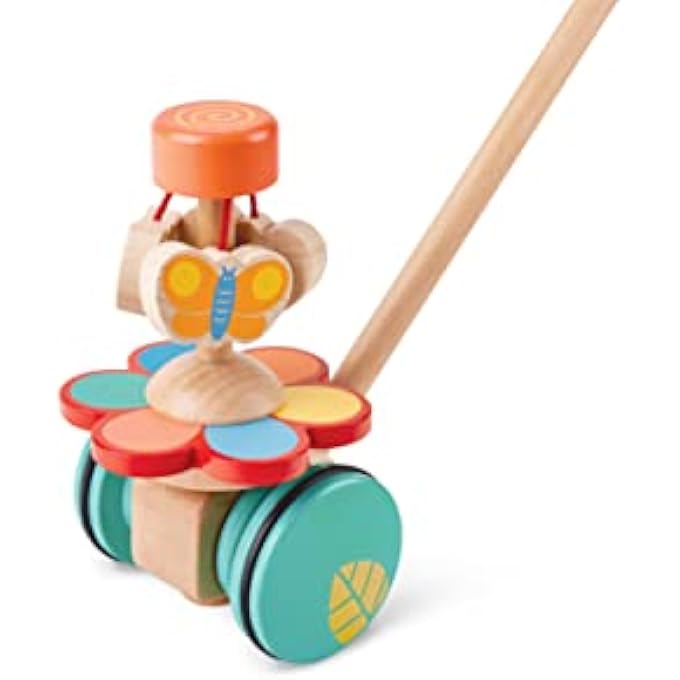 , DANCING BUTTERFLIES PUSH & PULL TOY, FOR 12 MONTHS & UP, WOODEN TOYS FOR WALKING TODDLERS, MONTESSORI TOYS FOR WALKING TODDLERS, INTERACTIVE WOODEN ANIMAL TOY - Image 2