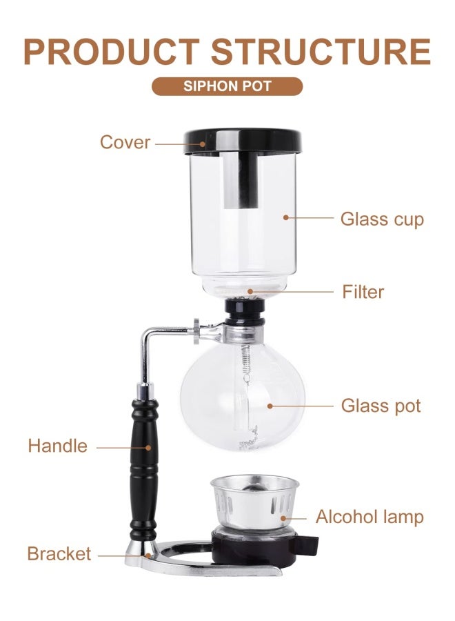 YUCHENGTECH YUCHENGTECH Siphon Syphon Coffee Maker Tabletop Glass Siphon Pot Glass Technica Siphon Vacuum Coffee Maker5 Cups600ml - Image 2