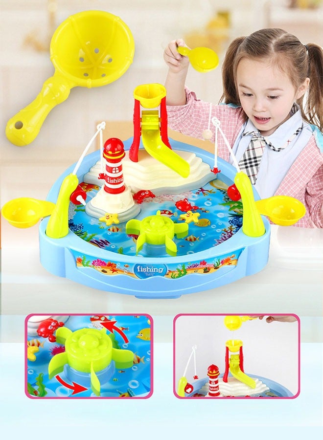 GROIC 23PCS,Fishing Game Toys with Pond, Water Table Toy Fishing Set Premium Version, Learning Educational Fishing Toy with Music and Light for Boys Girls - Image 2