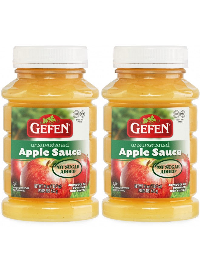 Gefen Unsweetened Apple Sauce, 23oz (2 Pack) No Sugar Added | Kosher for Passover - Image 1