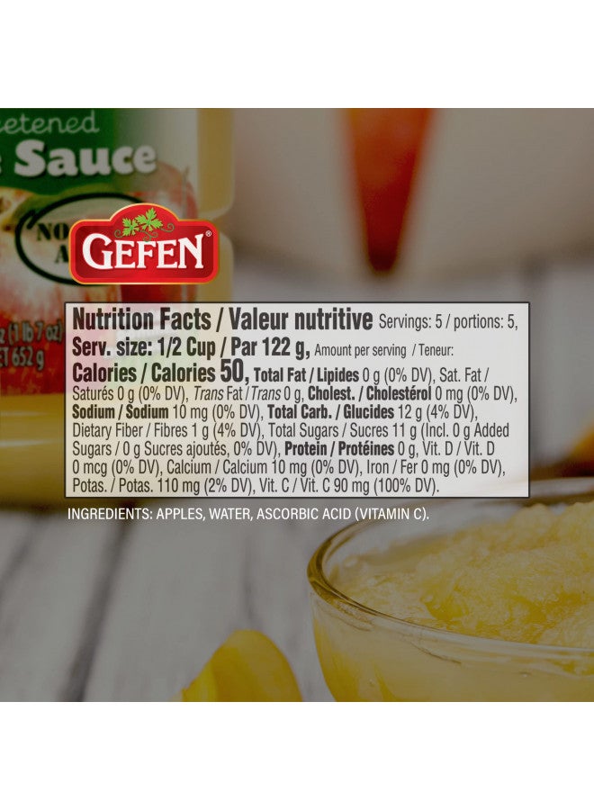 Gefen Unsweetened Apple Sauce, 23oz (2 Pack) No Sugar Added | Kosher for Passover - Image 3