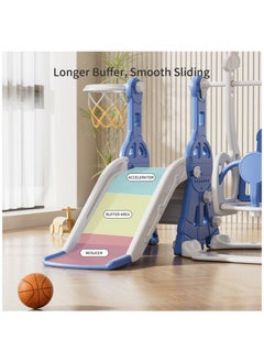 FULL JOY Children's slide and swing with basketball - Dimensions: 140 * 122 * 98 cm Model: FJY-09  - Image 3