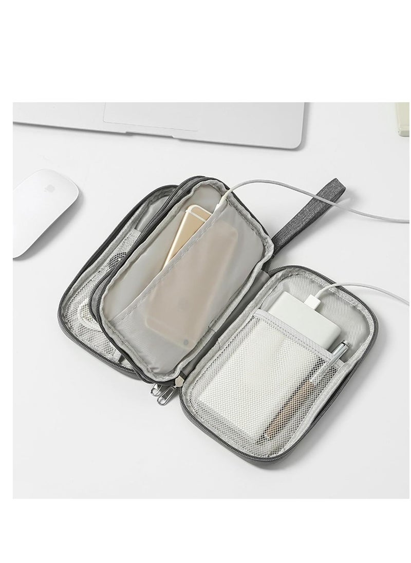 Cable Organizer Bag Portable Tech Travel Pouch With Zipper Multiple Electronic Storage Pockets For Cable Cord Charger Phone Earphone SD Card Blue  - Image 4