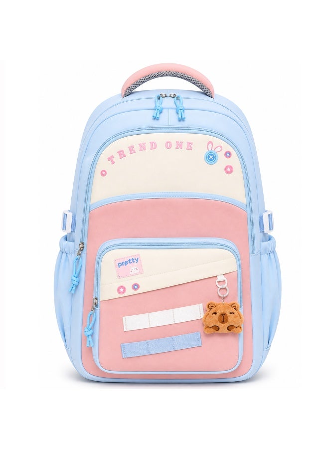 18 Inch School Backpack for Boys & Girls, Large Student Backpack with Multiple Compartments, Front Zipper Pocket, Side Bottle Pockets, Comfortable Carry Handle, 48*32*20 CM