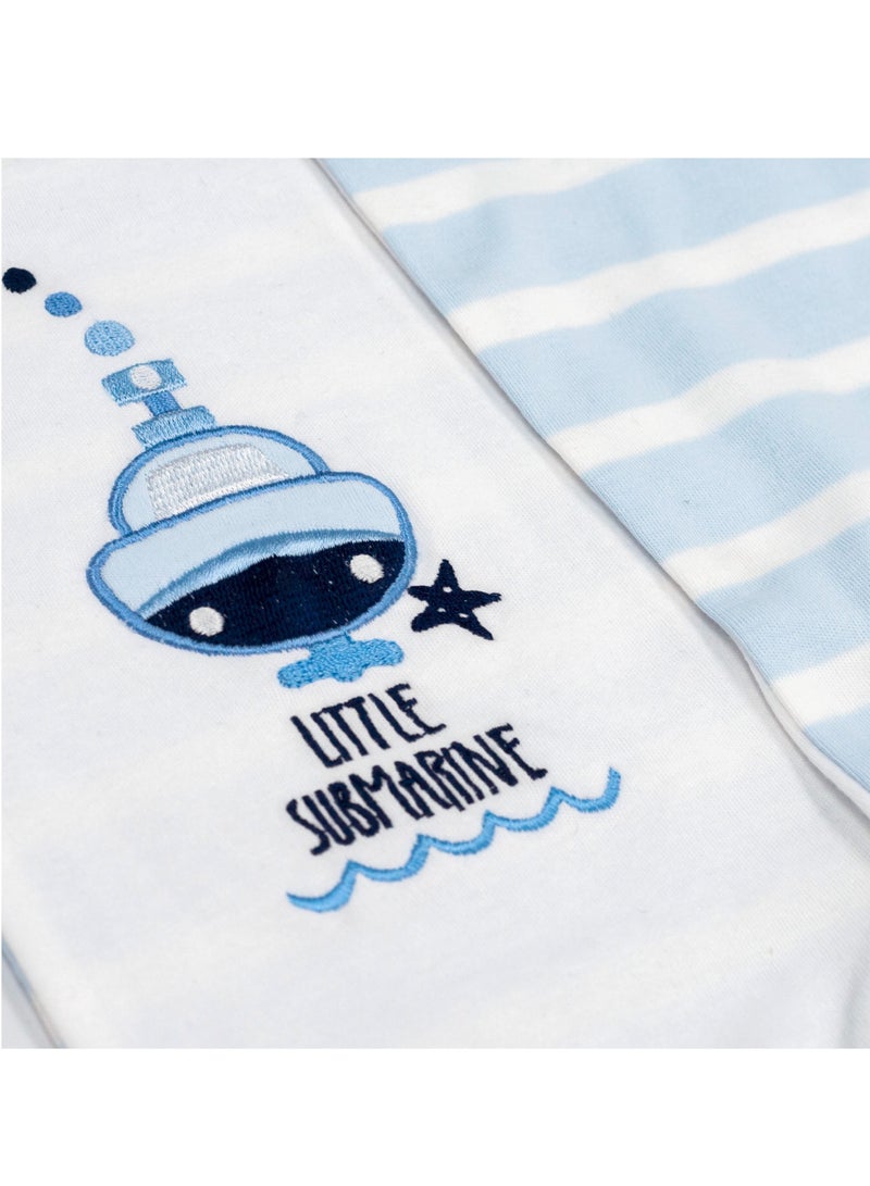 MOON 100% Cotton Romper With Collar 3-6M Blue - Little Submarine - Image 4