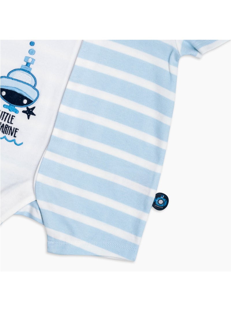 MOON 100% Cotton Romper With Collar 3-6M Blue - Little Submarine - Image 3