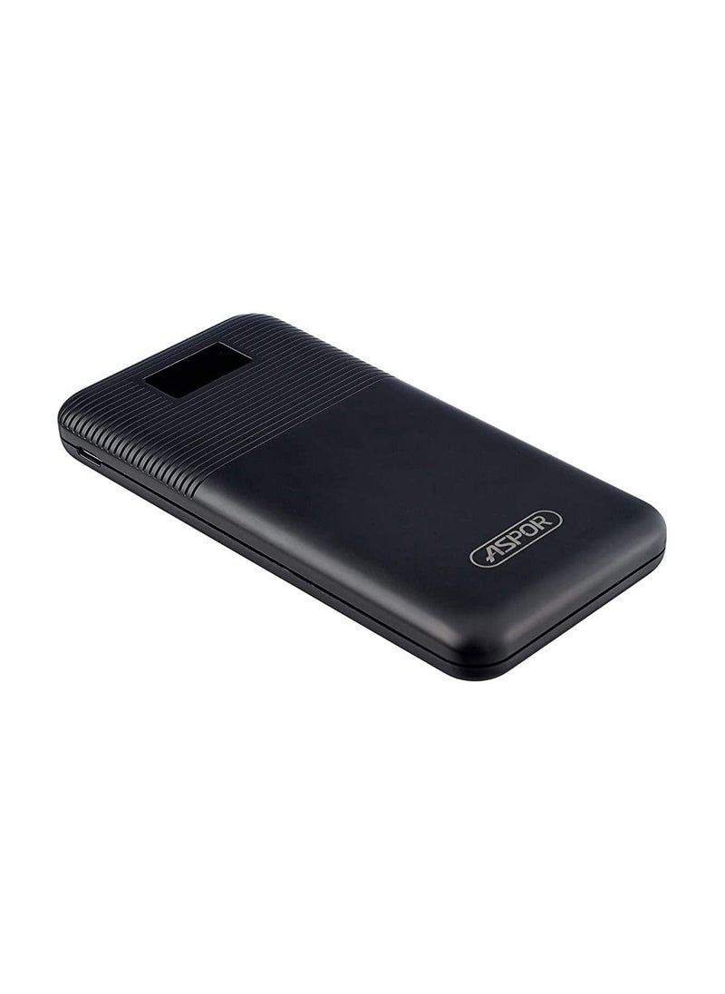 Aspor - Aspor A-322 Wired Power Bank Charger 10000 Mah - Black - Image 1