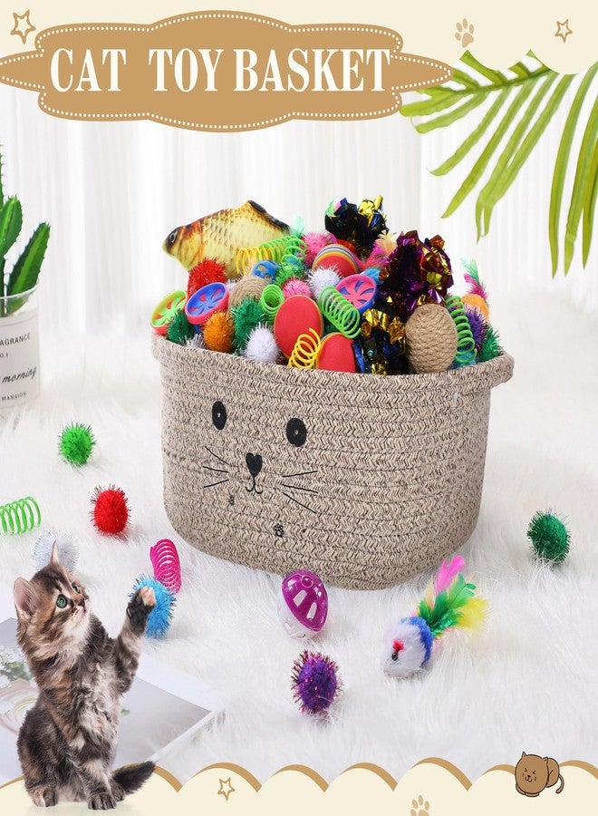 زوبيل مجموعة ألعاب هدايا سلة تخزين القطط من زوبيل، 58 قطعة، كرات ملونة وامضة، كرات جرس للحيوانات الأليفة، كرات خشخشة، ألعاب زنبركية تجذب القطط للضرب والمطاردة، تفاعلية للحيوانات الأليفة (بني داكن، 12 بوصة) - Image 4