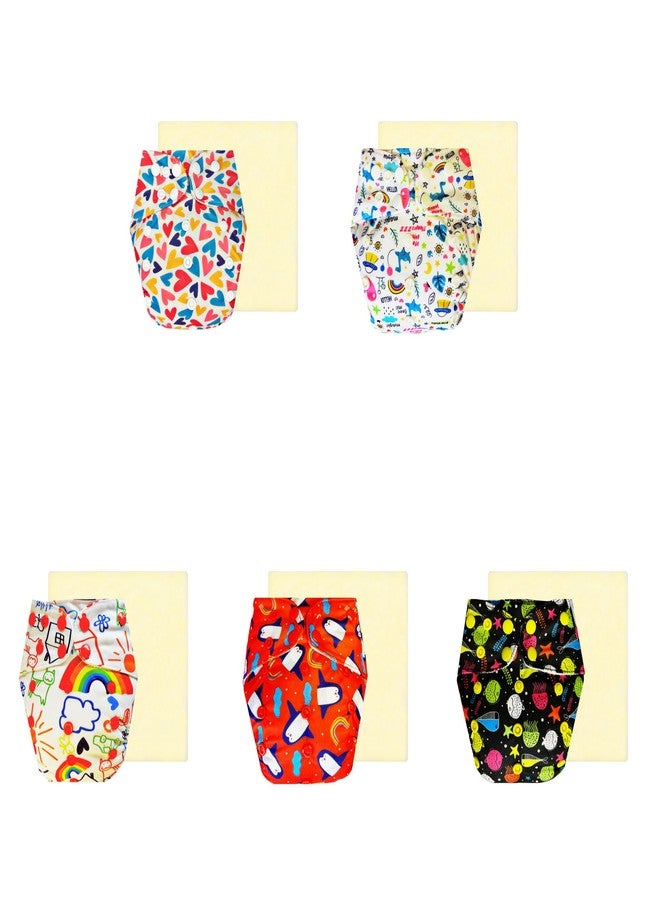 حفاضات قماشية دمبلدو إيليت مع ماصة سحرية (عبوة من 5) | شعور بالجفاف والراحة | قابلة لإعادة الاستخدام والغسل | سريعة الجفاف | ضرورية للاستخدام اليومي | من 3 أشهر إلى 3 سنوات | للجنسين - Image 1