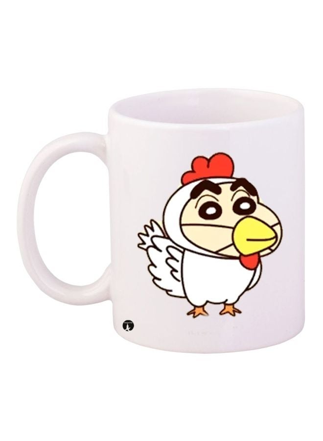 Cartoon Bird Printed Coffee Mug White/Yellow/Orange 11ounce