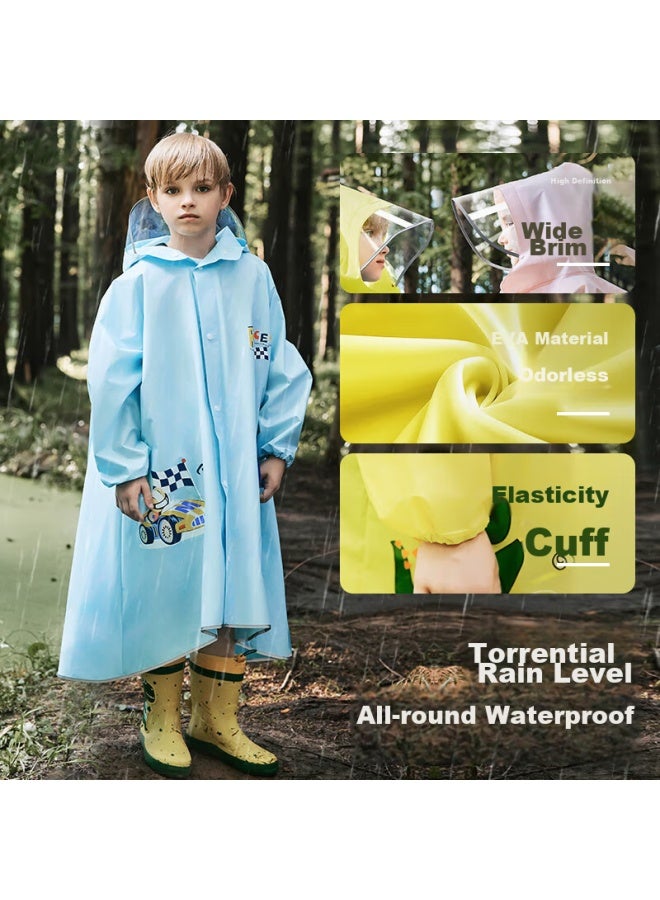 Moremerry Children's Raincoat With Backpack Space For Boys And Girls, Extended Full-body Student Rain Poncho, Pink Unicorn Zipper Style, 4XL - Image 2