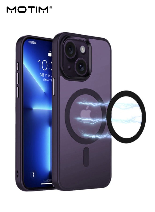 Motim iPhone 15 Plus Magsafe Case, Clear Matte Magnetic Yellowing-Resistant Drop Protection Phone Case Cover, Slim Thin Anti-Scratch Hard Back Shockproof Magnetic Cover - Image 1