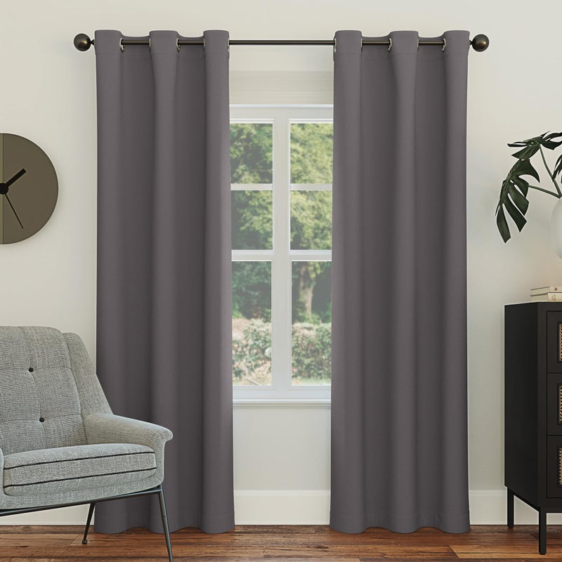 Sun Zero Easton Energy Saving Blackout Grommet Curtain Panel, 40" x 63", Charcoal - Image 1