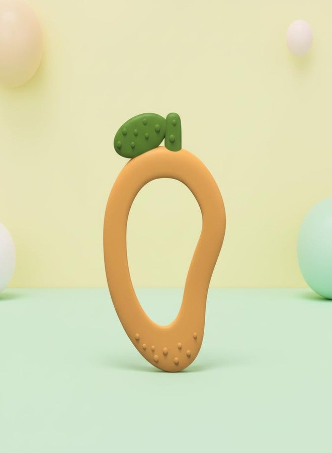 Puno Mango Fruit Shape Soft Silicone Teether for 3-6 Months BPA Free Silicone Soothing Teether - Image 5