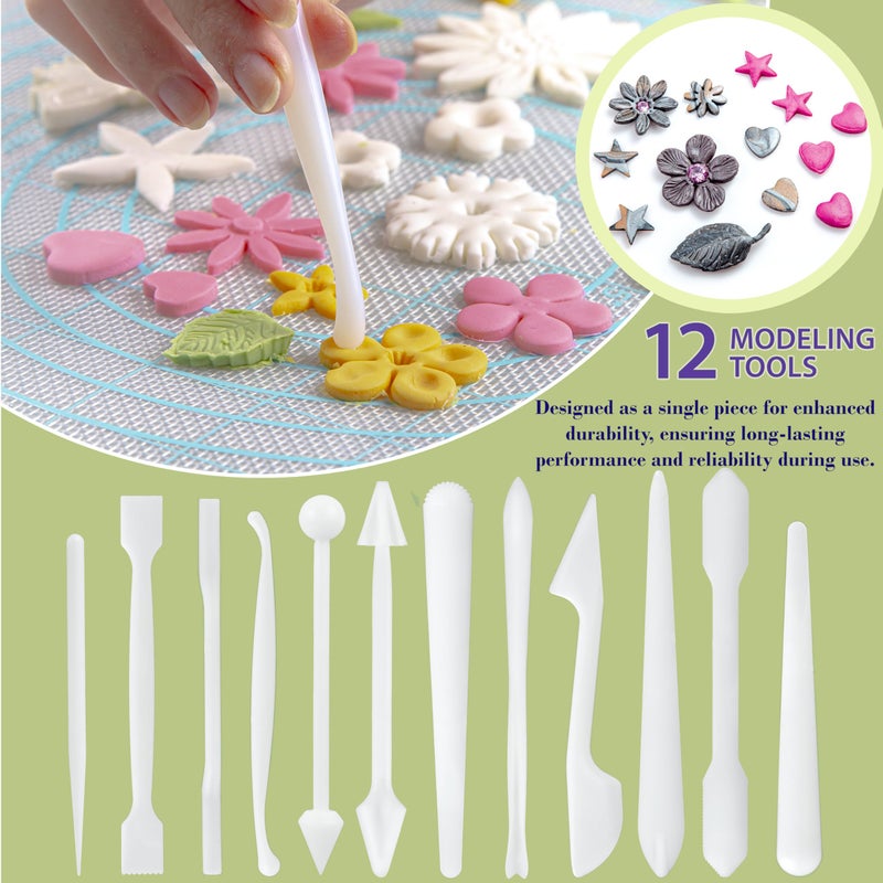 Bakerpan Fondant Tools Set, 47 Pcs Fondant Cake Decorating Supplies, Rolling Pin for Fondant, Gumpaste, Sugar Paste, Fondant Roller, Smoother, Fondant Cutters - Image 3