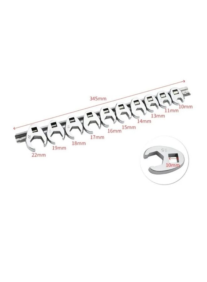 10Pcs 3 8 Inch Drive Crowfoot Wrench Set Metric 10 22mm Steel Open End Spanner Silvery - Image 4