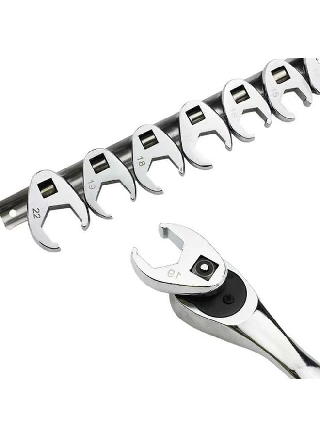 10Pcs 3 8 Inch Drive Crowfoot Wrench Set Metric 10 22mm Steel Open End Spanner Silvery - Image 3