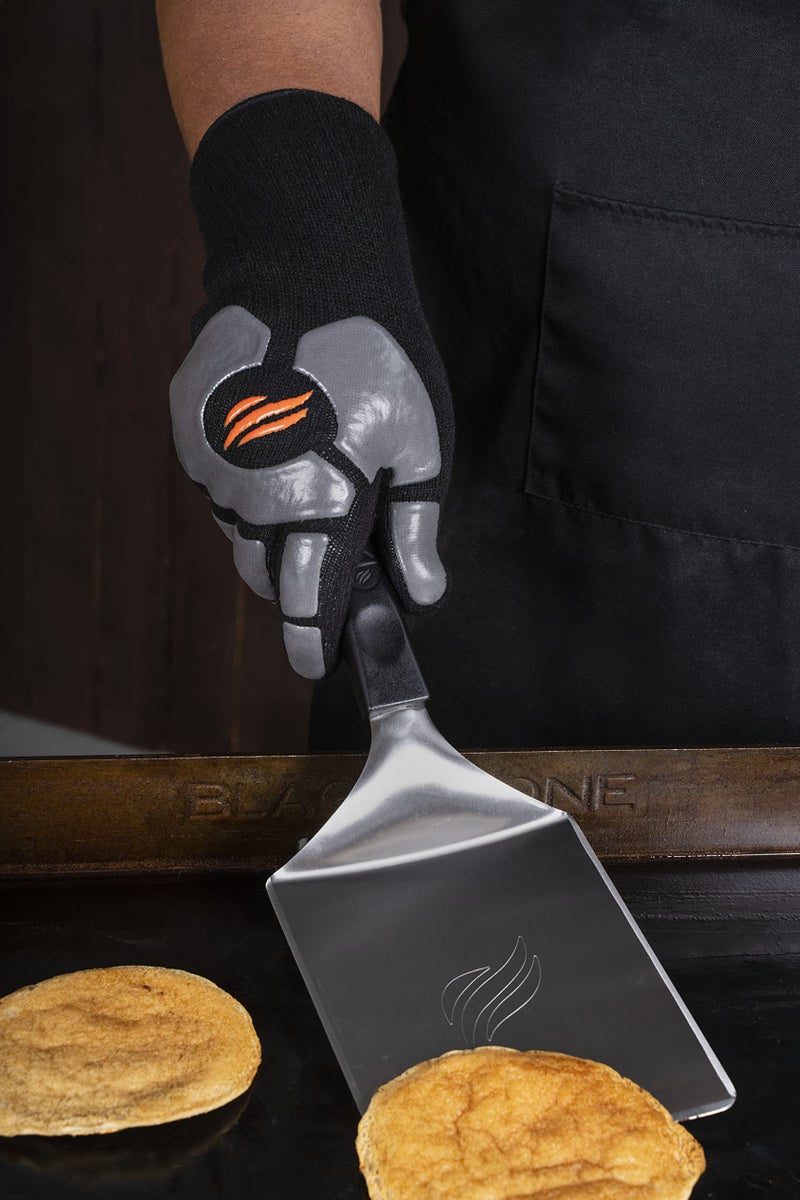 Blackstone 5558 Griddle Gloves with Silicone Palm Pads - Heat Resistant up to 500 Degrees, Easy Grip for Indoor and Outdoor Cooking, Grilling, Baking, Fire Pit, Fryer, Oven, One Size, Black/Grey - Image 2