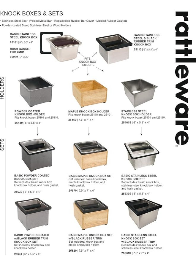 Rattleware Stainless Steel Knock Box - Perfect for Home, Cafe, Restaurant, Hotel, Office, or Commercial Establishment - Heavy Duty Knock Box Trusted By Baristas Worldwide (7.44" x 6.89" x 4.41") - Image 4