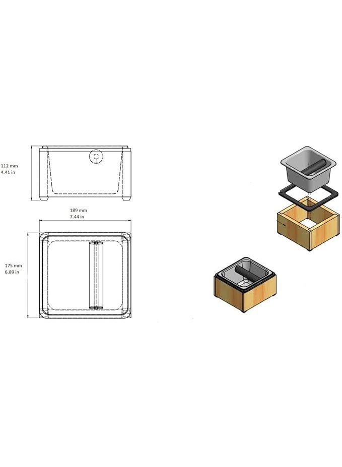 Rattleware Stainless Steel Knock Box - Perfect for Home, Cafe, Restaurant, Hotel, Office, or Commercial Establishment - Heavy Duty Knock Box Trusted By Baristas Worldwide (7.44" x 6.89" x 4.41") - Image 3