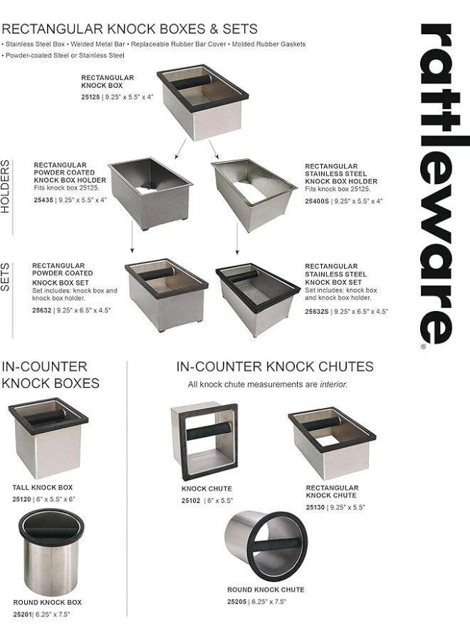 Rattleware Stainless Steel Knock Box - Perfect for Home, Cafe, Restaurant, Hotel, Office, or Commercial Establishment - Heavy Duty Knock Box Trusted By Baristas Worldwide (7.44" x 6.89" x 4.41") - Image 5